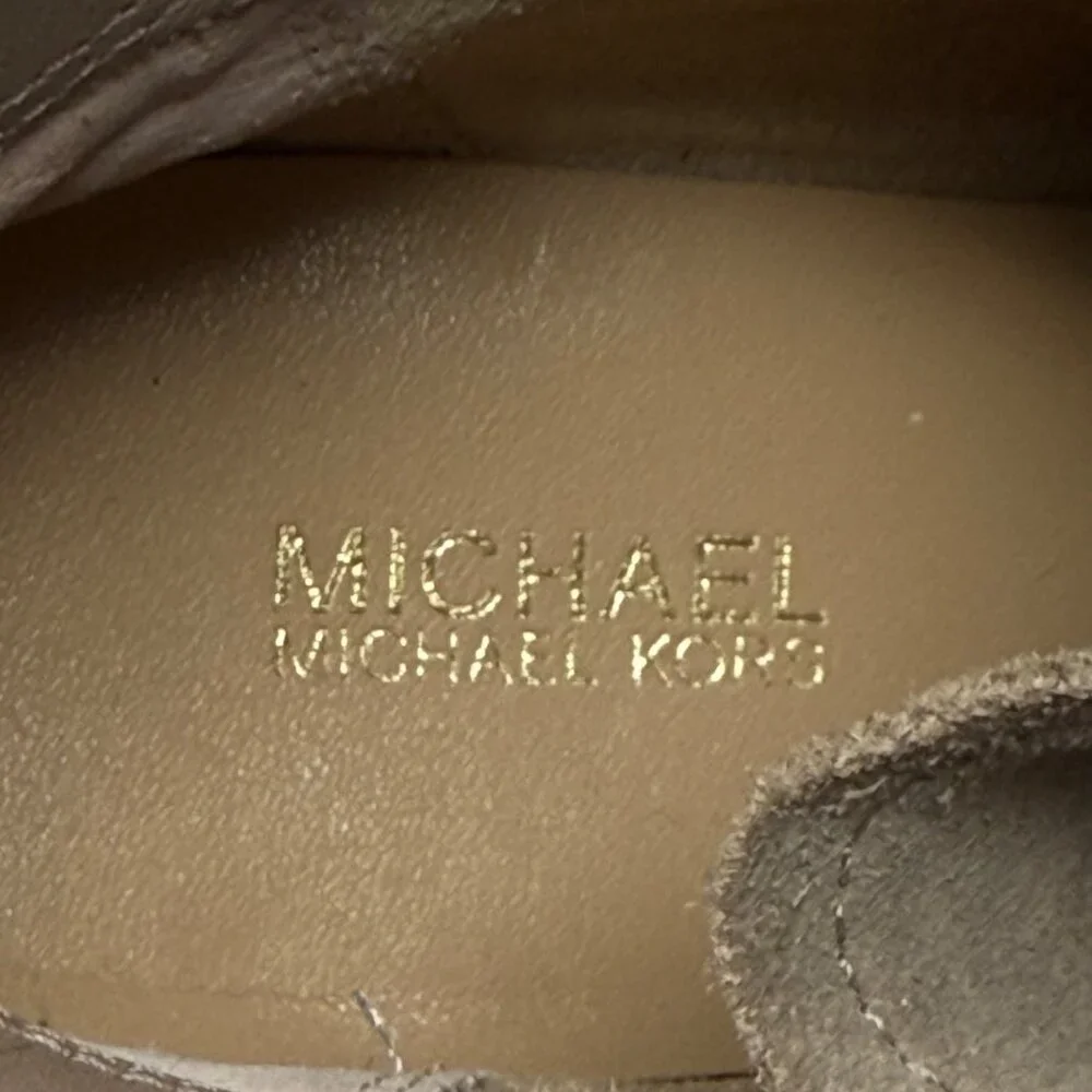 Michael Kors Rye Womens‎ Wedge Beige Suede Bootie Gum Soles Size 7 Medium